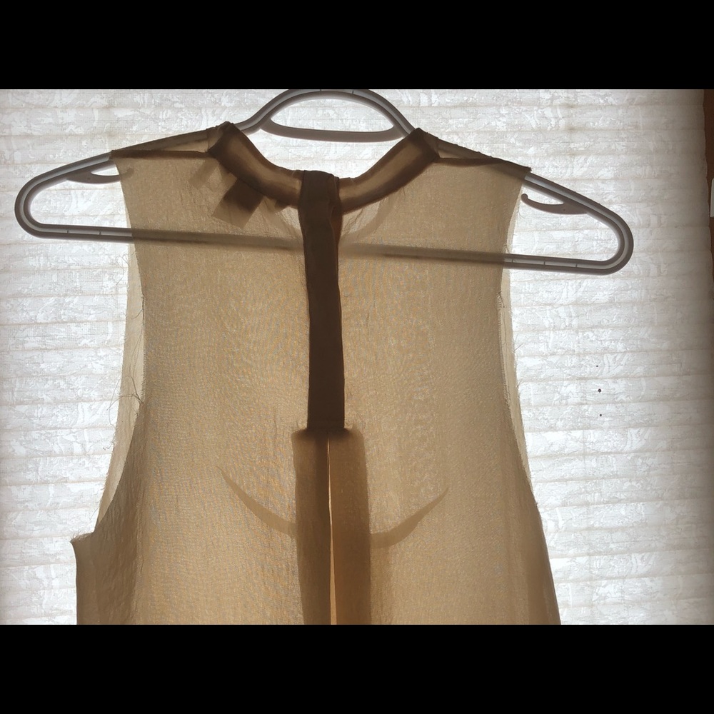 Ankle Length Cream Sheer Cover Up With Front Slit - Picture 3 of 4